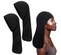Twistover 2 Pcs Jumbo Black Dreadlock Cap Hair Dreads Head Wrap Loc Wraps for Dreads Hair Accessories for Men Women Sleeping, Black,black, 37 inches