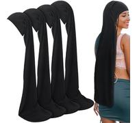 Twistover 4 Pcs Jumbo Dreadlock Cap 37'' Hair Dreads Head Wrap Loc Wraps for Dreads Hair Accessories for Men Women Sleeping(Black)