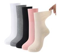 Twistover 5 Pairs Maternity Crew Socks Cotton Pregnancy Loose Socks Labor and Delivery Anklets Non Binding Cozy Ankle Anklets for Hospital Women Pregnancy Gift New Mom Diabetic Swollen Feet