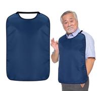 Twistover Double Layer Stretchable Adult Bibs with Crumb Catcher Waterproof Washable Dining Clothing Protector Adult Bibs for Eating Christmas for Parents (Navy Blue)