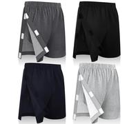 Twistover Tear Away Shorts for Men with Pockets Post Surgery Recovery Side Snap Shorts with Pockets for Men Women, Black,grey,blue,light Grey, Large