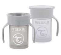 Twistshake 2X 360 Cup | Baby Sippy Cup with 360° Drinking Rim - 230ml | Children's Learning Cup with Handles | Non-Spill Toddler Sippy Cup | BPA-Free | Training Sippy Cup for Kids 6m+ | Grey White
