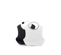 Twistshake 2X Baby Bibs with Crumb Tray, Waterproof, 4+ Months, Black/White