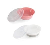 Twistshake 2X Baby Bowl | BPA-Free Baby Weaning Bowl with Airtight Lid | Baby Feeding Plate | Food Training Plate for Kids | Baby Food Bowl | Baby Cereal Bowl | Learning Bowl 6m+ | Pink White