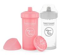 Twistshake 2X Kids Cup | Leak-Proof Baby Drinking Bottle with Hard Spout and Fruit Mixer - 360ml | Trainer Bottle for Toddlers | Spill-Proof Baby Water Bottles | Non-Spill & BPA-Free | White Pink
