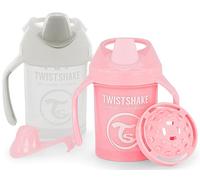 Twistshake 2X Mini Cup | Non-Spill Baby Sippy Cup with Soft Spout & Fruit Mixer -230ml | Leak Proof Baby Weaning Cup | BPA-Free Baby Sippy Cup | Training Cup for Kids | Learning Cup | Pink White