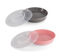 Twistshake 2X Plate | Baby Plate with Airtight Lid | BPA-Free Baby Weaning Plate | Food Training Plate | Learning Plate for Children | 6 Month+ Baby Feeding Plate | Newborn Essentials | Grey Pink