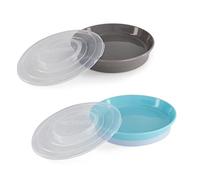 Twistshake 2X Plate | Baby Plate with Airtight Lid | BPA-Free Baby Weaning Plate | Food Training Plate | Learning Plate for Children | 6 Month+ Baby Feeding Plate | Newborn Essentials | Grey Blue