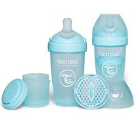 Twistshake 2X Pro Double Anti-Colic Baby Bottles with Powder Container - 260 ml | Medium Flow Silicone Breast-Shaped Nipple | BPA-Free | Suitable for Babies Over 2 Months | Blue