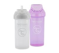 Twistshake 2X Straw Cup | Baby Sippy Cup with Straw - 360ml | Leak Proof Baby Water Bottles | Non-Spill Toddler Sippy Cup | BPA-Free Baby Weaning Cup | Training Sippy Cup for Kids | White Purple