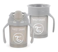 Twistshake 360 Cup + Mini Cup | Baby Sippy Cups with 360° Drinking Rim and Soft Spout with Fruit Mixer - 230ml | Children's Learning Cup with Handles | Non-Spill and Leak-Proof | BPA-Free | Grey