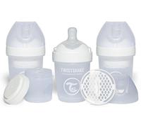 Twistshake 3X Pro Double Anti-Colic Baby Bottle with Powder Container - 180 ml | Slow Flow Silicone Breast-Shaped Nipple | BPA-Free | Suitable for Newborns | White