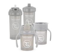 Twistshake Baby Sippy Cup Set - 4 Pieces | 1 x 360 Cup - 1 x Mini Cup - 1 x Straw Cup - 1 x Kid Cup | Baby Drinking Cup | Leak-Proof Baby Water Bottles | BPA-Free Leak-Proof Cup | 4+ Months | Grey
