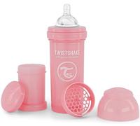Twistshake Anti-Colic Baby Bottle with Milk Powder Container and Mixer - 260ml | Medium Flow Silicone Breast-Like Nipple | BPA- Free Baby Milk Bottle | Suitable for 2+ Month Babies | Pink