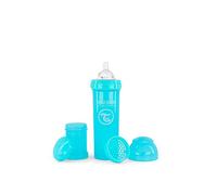 Twistshake Anti-Colic Baby Bottle with Milk Powder Container and Mixer - 330ml | Fast Flow Silicone Breast-Like Nipple | BPA- Free Baby Milk Bottle | Suitable for 4+ Month Babies | Blue
