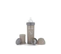 Twistshake Anti-Colic Baby Bottle with Milk Powder Container and Mixer - 330ml | Fast Flow Silicone Breast-Like Nipple | BPA- Free Baby Milk Bottle | Suitable for 4+ Month Babies | Grey