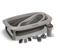 Twistshake Baby Bath V2 Set | Foldable Bath with Bath Pillow & Rinser | 30L Capacity | BPA Free | 0-4 Years | Gris Délavé