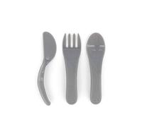 Twistshake Baby Cutlery Set | Baby Spoon + Baby Fork + Baby Knife | BPA-Free Baby Weaning Cutlery Set | Learning Cutlery Set for Kids | Children Cutlery Set 6 Months + | Pastel Grey