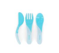 Twistshake Baby Cutlery Set | Baby Spoon + Baby Fork + Baby Knife | BPA-Free Baby Weaning Cutlery Set | Learning Cutlery Set for Kids | Children Cutlery Set 6 Months + | Pastel Blue