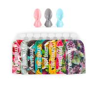 Twistshake Baby Food Pouches 100ml + Spoon - Set of 8 | Reusable Double Zip Baby Food Bag | BPA Free Fill n Squeeze Baby Weaning Pouch | Leak-Proof Squeeze Pouch | Freezer Safe | Fruit Design