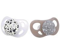 Twistshake Baby Pacifier - 2 Pack | Orthodontic Shape | Ultra Light | Soft Silicone Teat | BPA-Free | Suitable for Babies Aged 6+ Months | Grey White