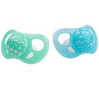 Twistshake Baby Pacifier - 2 Pack | Orthodontic Shape | Ultra Light | Soft Silicone Teat | BPA-Free | Suitable for Babies Aged 0-6 Months | Blue Green