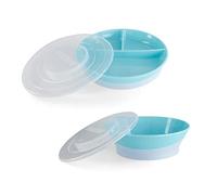 Twistshake Baby Tableware Set | Baby Divided Plate + Baby Bowl | BPA-Free Baby Feeding Plate and Bowl | Food Training Kit for Kids | Blue