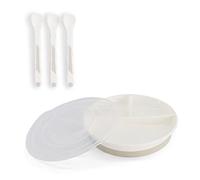 Twistshake Baby Tableware Set | Divided Plate + 3 Spoon Cutlery | BPA-Free | Food Training Kit for Kids | Baby Feeding Set | White