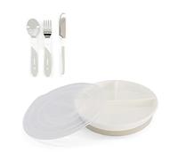 Twistshake Baby Tableware Set | Divided Plate + Cultery 12m+ | BPA-Free | Food Training Kit for Kids | White