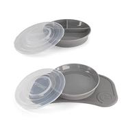 Twistshake Baby Tableware Set Mini + Divided Plate | Baby Suction Plate + Baby Placemat (31x17cm) + Divided Plate | BPA-Free | Training Plate | Grey