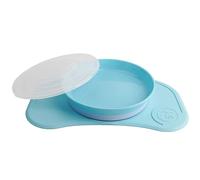 Twistshake Baby Tableware Set Mini | Baby Suction Plate + Baby Placemat (31x17) | BPA-Free Baby Weaning Plate and Placemat | Pastel Blue