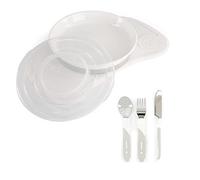 Twistshake Baby Tableware Set Mini + Cutlery | Baby Suction Plate + Baby Placemat (31x17cm) + Cutlery 12m+ | BPA-Free | Food Training Plate | White