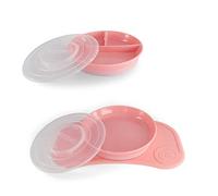 Twistshake Baby Tableware Set Mini + Divided Plate | Baby Suction Plate + Baby Placemat (31x17cm) + Divided Plate | BPA-Free | Training Plate | Pink
