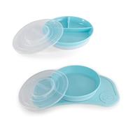Twistshake Baby Tableware Set Mini + Divided Plate | Baby Suction Plate + Baby Placemat (31x17cm) + Divided Plate | BPA-Free | Training Plate | Blue