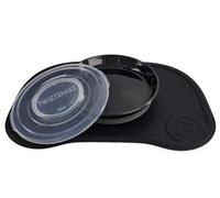 Twistshake Click Mat + Plate | Baby Non-Slip Tableware Set | Baby Plate + Baby Placemat (38x25) | BPA-Free Baby Weaning Plate | Baby Suction Plate | Food Training Plate for Kids 6m+ | Black