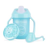 Twistshake Mini Cup | Non-Spill Baby Sippy Cup with Soft Spout & Fruit Mixer -230ml | Leak Proof Baby Weaning Cup | BPA-Free Baby Sippy Cup | Training Cup for Kids | Learning Baby Water Bottle | Blue