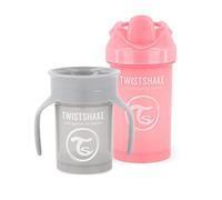 Twistshake Non-Spill Baby Sippy Cups - Set of 2 | 1x 360 Cup + 1x Crawler Cup | Leak Proof Training Cup for Kids | BPA-Free | Learning Baby Water Bottle | Grey Pink