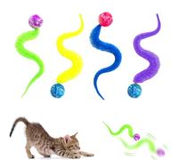 Twisty Ball for Cats, Bouncy Ball, Cat Toy Ball with Caterpillar Tail, Solid Color Wiggly Ball for Cats, Cat Toys, Home-run, Interactive Cat Toys, Pet Store, Suitable for Cats of All Ages (4Pcs)