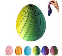 Twisty Fidget Egg, 3D Printed Rotating Slippery Egg Fidget, Smooth Spiral Stress Relief Toy, Easter Basket Stuffers & Party Favor Gifts for Adults (yellow and green)