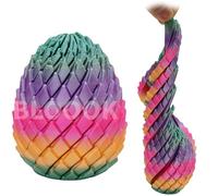 Twisty Fidget Egg, 3D Printed Slippery Egg Fidget, Easter Dragon Eggs, Easter Basket Stuffers Essentials,Stress Relief Desk Fidget Toy for Adults,3D Easter Egg Hunt Supplies (Rainbow)