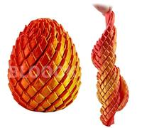 Twisty Fidget Egg, 3D Printed Slippery Egg Fidget, Easter Dragon Eggs, Easter Basket Stuffers Essentials,Stress Relief Desk Fidget Toy for Adults,3D Easter Egg Hunt Supplies (Red)