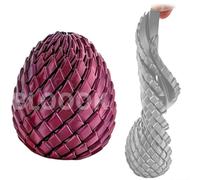 Twisty Fidget Egg, 3D Printed Slippery Egg Fidget, Easter Dragon Eggs, Easter Basket Stuffers Essentials,Stress Relief Desk Fidget Toy for Adults,3D Easter Egg Hunt Supplies (Red Black)