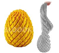 Twisty Fidget Egg, 3D Printed Slippery Egg Fidget, Easter Dragon Eggs, Easter Basket Stuffers Essentials,Stress Relief Desk Fidget Toy for Adults,3D Easter Egg Hunt Supplies (Gold)