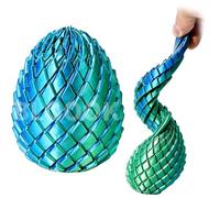 Twisty Fidget Egg, 3D Printed Slippery Egg Fidget, Easter Dragon Eggs, Easter Basket Stuffers Essentials,Stress Relief Desk Fidget Toy for Adults,3D Easter Egg Hunt Supplies (Green)