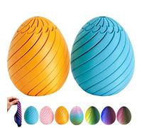 Twisty Fidget Egg, 3D Printed Slippery Egg Fidget , Easter Egg Toys, Easter Basket Stuffers, Rotating Fidget Puzzle Toy for Stress Relief, Colorful Desk Fidget Toy, Easter Party Favors (2PCS - H)