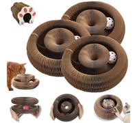 Twisty Paws Cardboard Cat Toy, Interactive Cat Toys for Indoor Cats, Puzzle Enrichment Scratch Ball Track, Exercise Wheel Scratcher Board, Round Play Mat Tower Tunnel Kitten Gifts(3PCS)