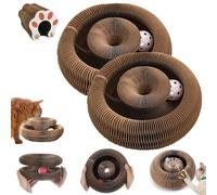 Twisty Paws Cardboard Cat Toy, Interactive Cat Toys for Indoor Cats, Puzzle Enrichment Scratch Ball Track, Exercise Wheel Scratcher Board, Round Play Mat Tower Tunnel Kitten Gifts(2PCS)