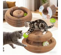 Twisty Paws Cat Toy, Corrugated Foldable Cats Scratch Board with Playing Ball, Magic Organ Scratch Pad Cat Toy for Indoor (1Pcs-Style B)