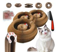 Twisty Paws Cat Toy,Kitty Curls Cats Scratcher,Flexible Curls Scratcher to Indoor Cats,Foldable Cat Accordion Magic Organ Scratch Board Toy with Bell Balls (3pcs)