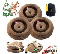 Twisty Paws Cat Toy, Twisty Paws Interactive Cats Scratching Cardboard, 3-in-1 Foldable Foldable Accordion Cat Toy with Bell, Play & Rest - Protects Furniture & Promotes Healthy Habits (3pcs)